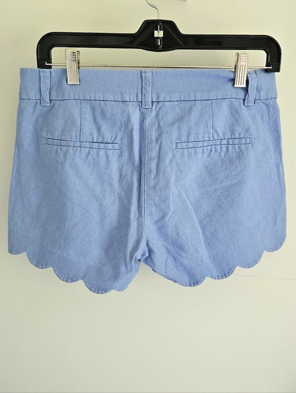J. Crew Linen Blend Blue Scallop Hem Shorts